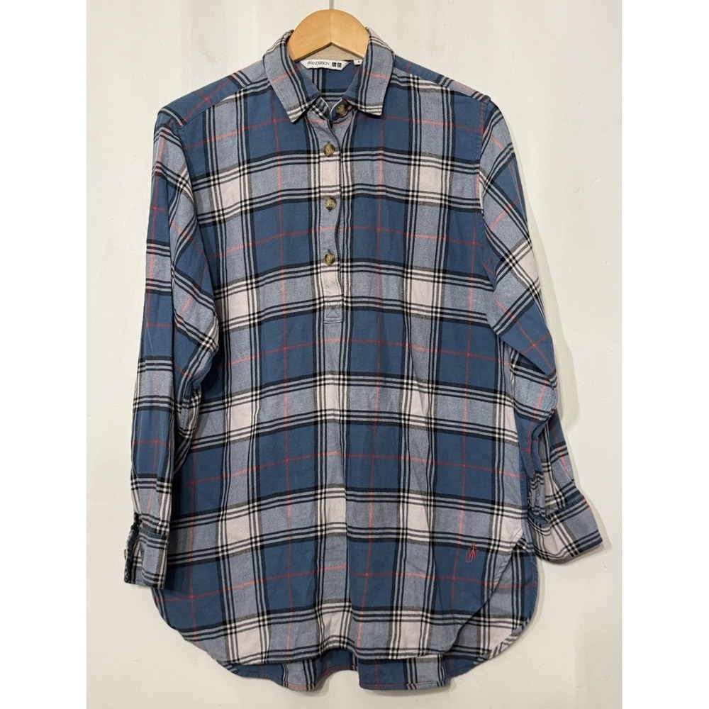 JW Anderson Uniqlo Women's Small Flannel Long Sleeve Tunic Plaid Oversized